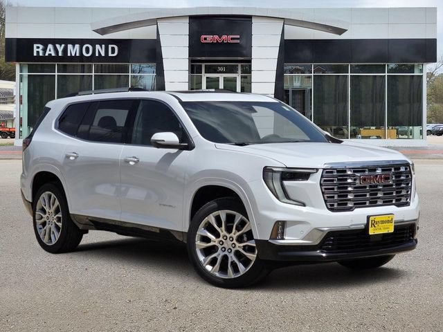 2026 GMC Acadia Denali in Summit White — front three-quarter view